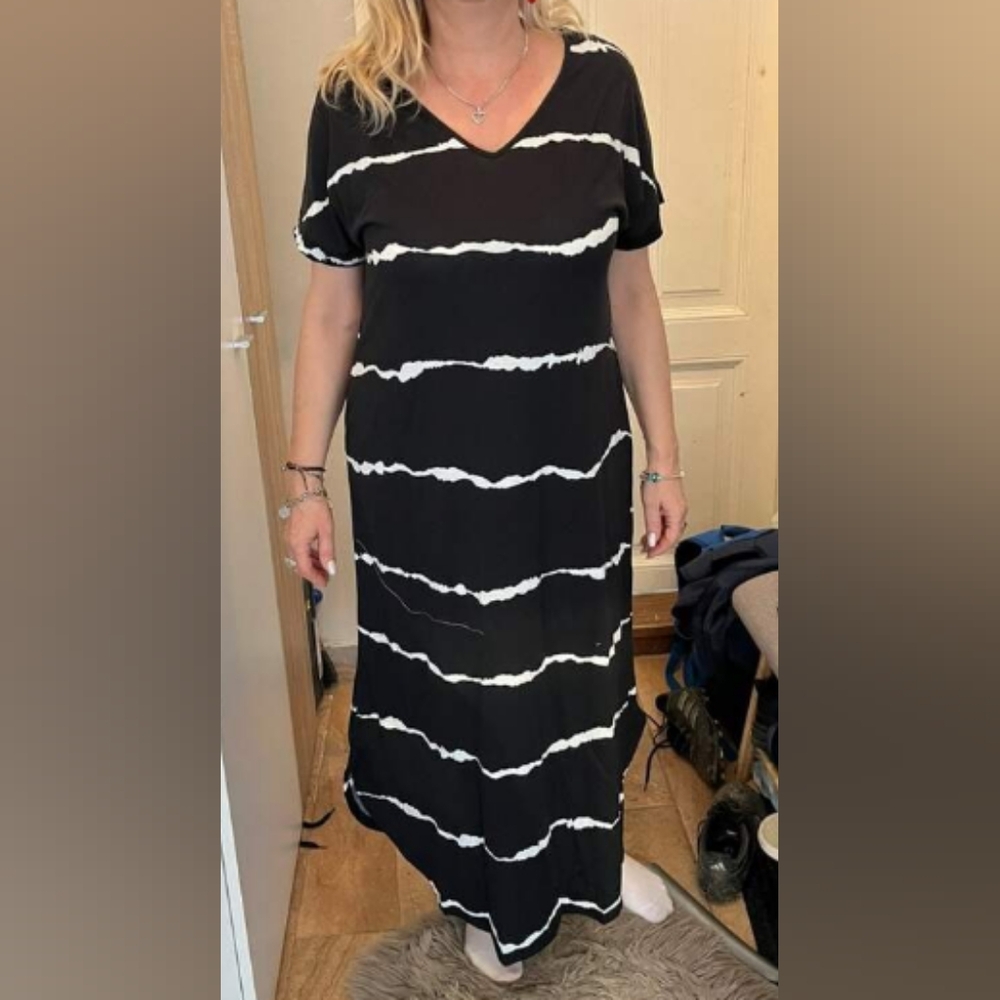 Black and White Striped Maxi Dress